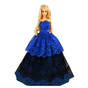 Wedding Dress For 11.5 inch Doll Outfits Evening Party Gown Casual Dresses 1/6 Doll Accessories 30cm Doll Clothes Blue Dress Doll Dressing image 5