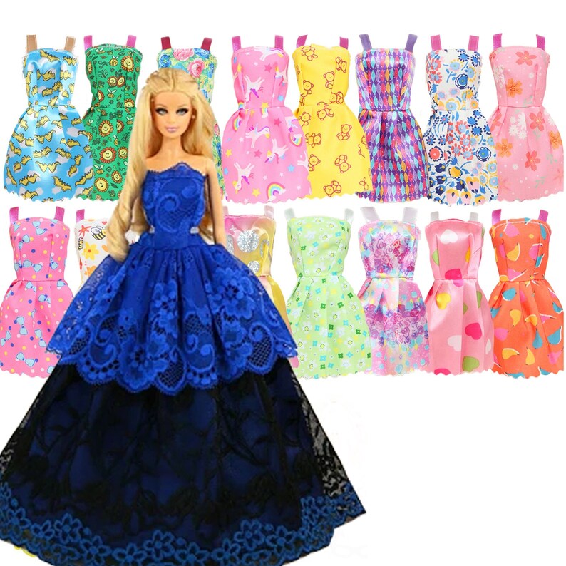 Wedding Dress For 11.5 inch Doll Outfits Evening Party Gown Casual Dresses 1/6 Doll Accessories 30cm Doll Clothes Blue Dress Doll Dressing image 8