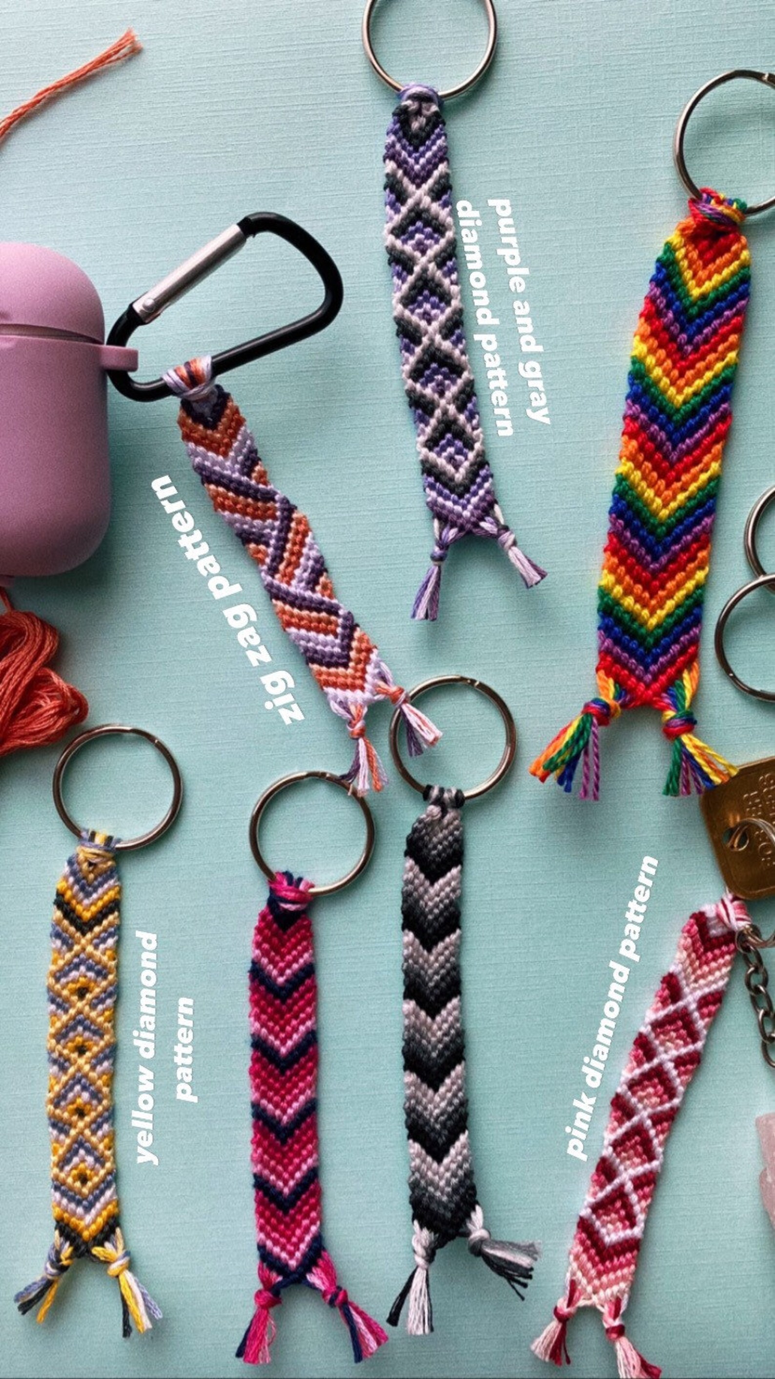 Woven Friendship Bracelet Keychain Etsy