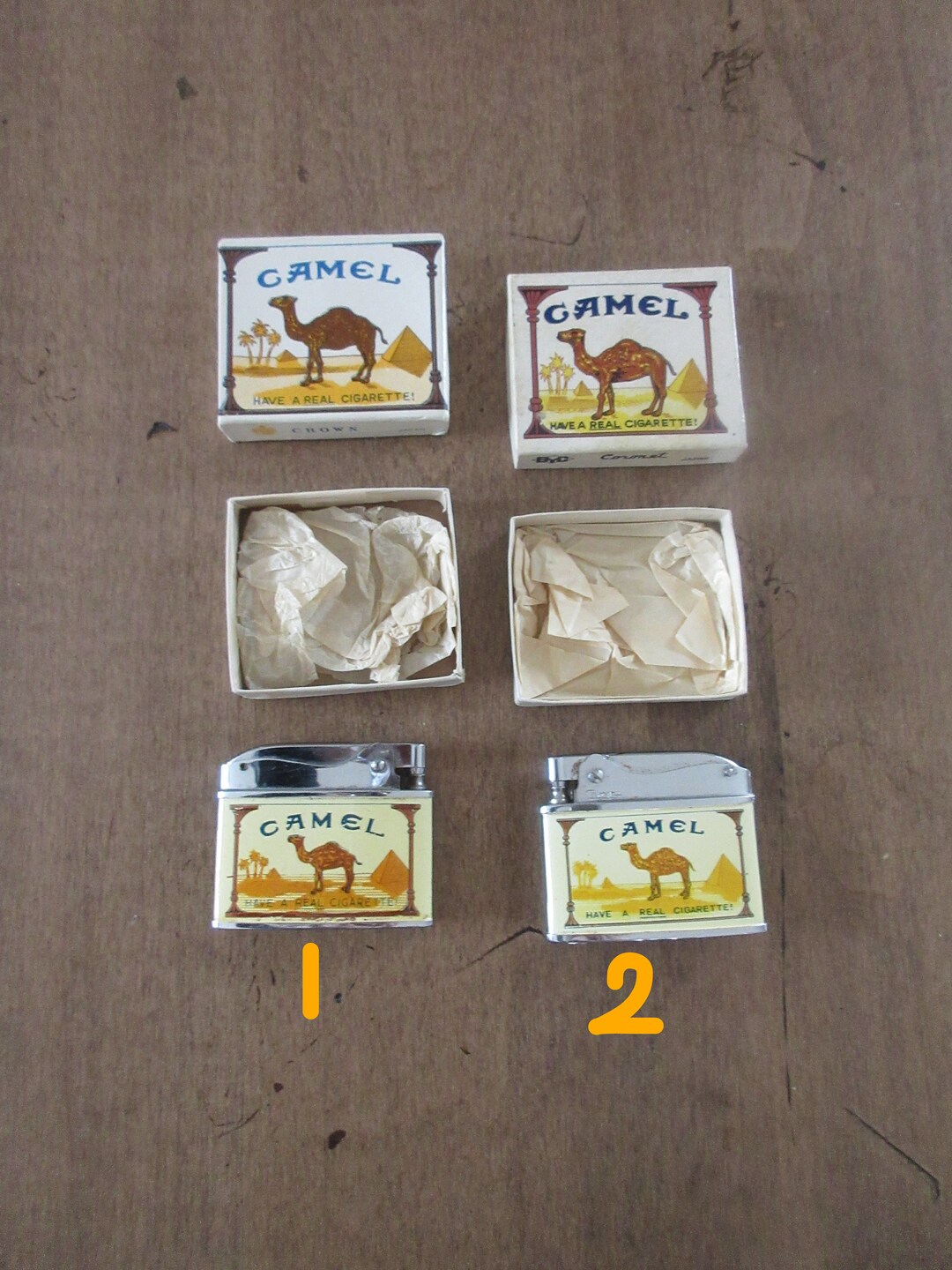 Camel Vintage Cigarette Tobacco Lighter Crown and Pick 1 or 2