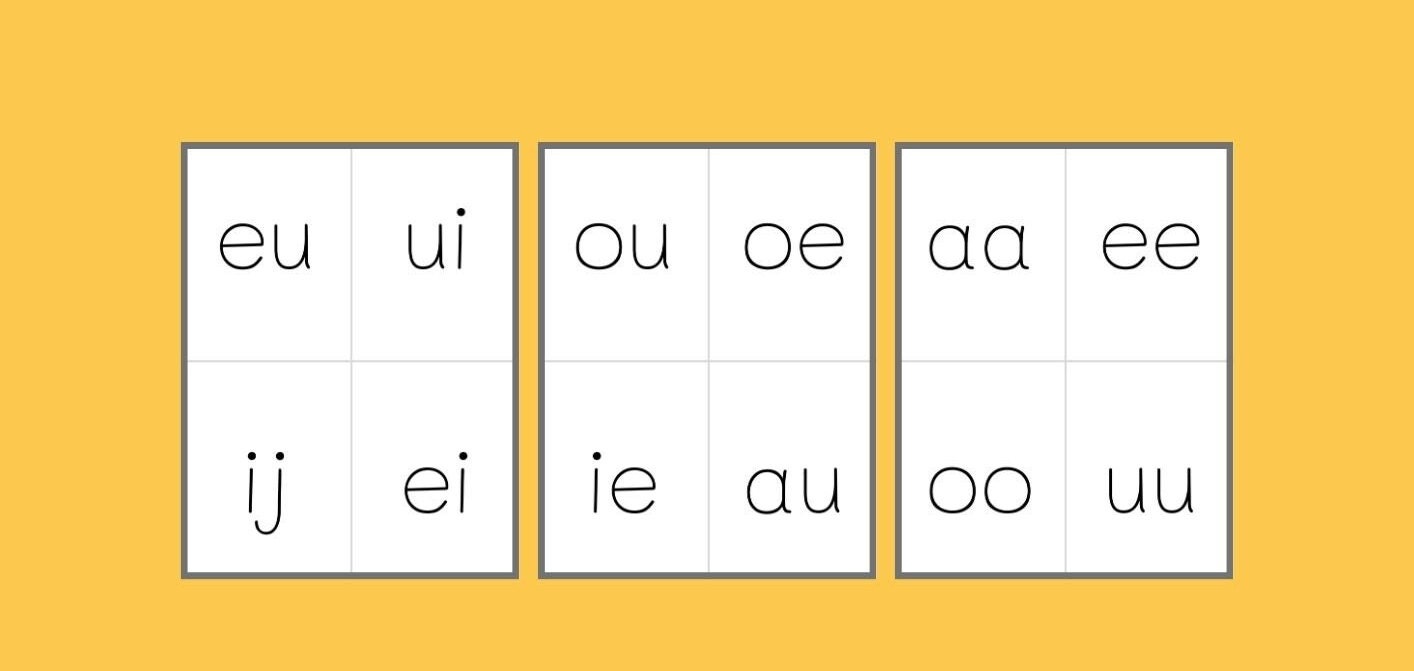 Flash Cards Alphabet Family Letters ui Eu Au Ou Ie Oe Aa Oo Ee Uu - Etsy