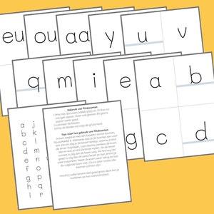 フラッシュカードのアルファベット + 家族の文字 (ui eu au ou ie oe aa oo ee uu)