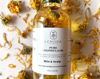 Organic Calendula Oil for Sensitive Skin and Scalp, 100% Natural Calendula Oil, Calendula Infused Oil