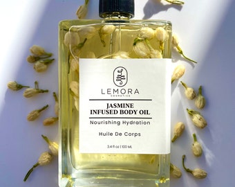 Olio corpo al gelsomino - Olio corpo per una pelle luminosa con fiori di gelsomino biologici, bergamotto e olio di jojoba - Olio corpo botanico, cura naturale della pelle