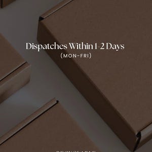 May include: Brown cardboard boxes with the text "Dispatches Within 1-2 Days (MON-FRI)" and "RECYCLABLE PACKAGING" with a green recycling symbol.