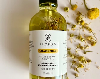 Chamomile Calm Energy Body Oil - Infused with Chamomile Flowers, Chamomile Massage Oil, Chamomile Infused Oil, Botanical Body Oil
