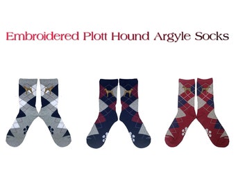 Embroidered Plott Hound Unisex Argyle Socks - Comfortable and Fashionable Socks for Men and Women - YourBreed Clothing Company