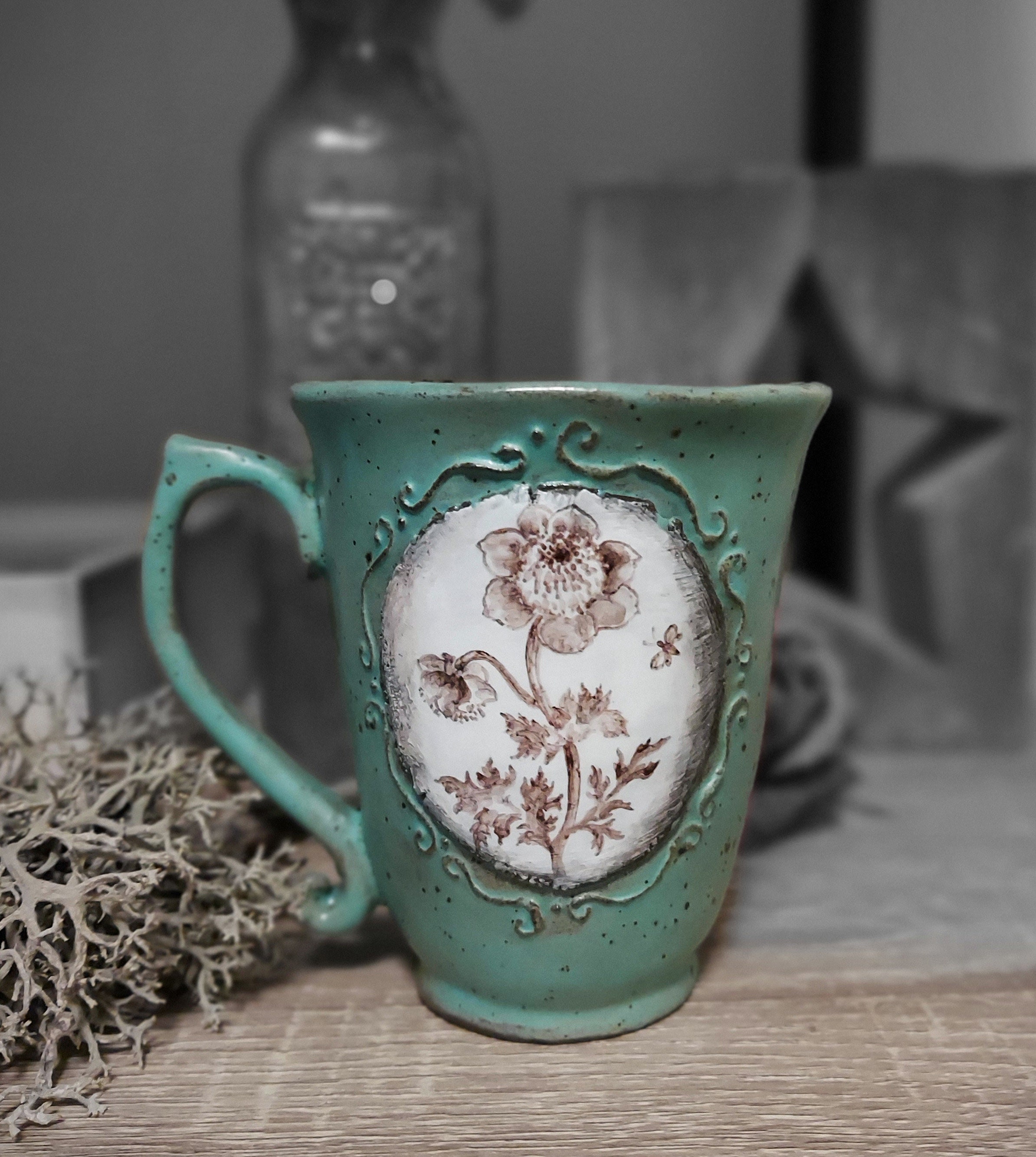 陶器フラワーコレクション Amazon.com: MAKCNMYM Ceramic Coffee Mug Vintage Flower Mugs