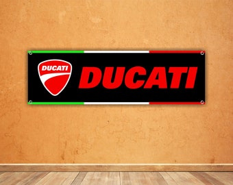 BANPN00025 Ducati Black Double Line PVC Banner Garage Workshop Sign