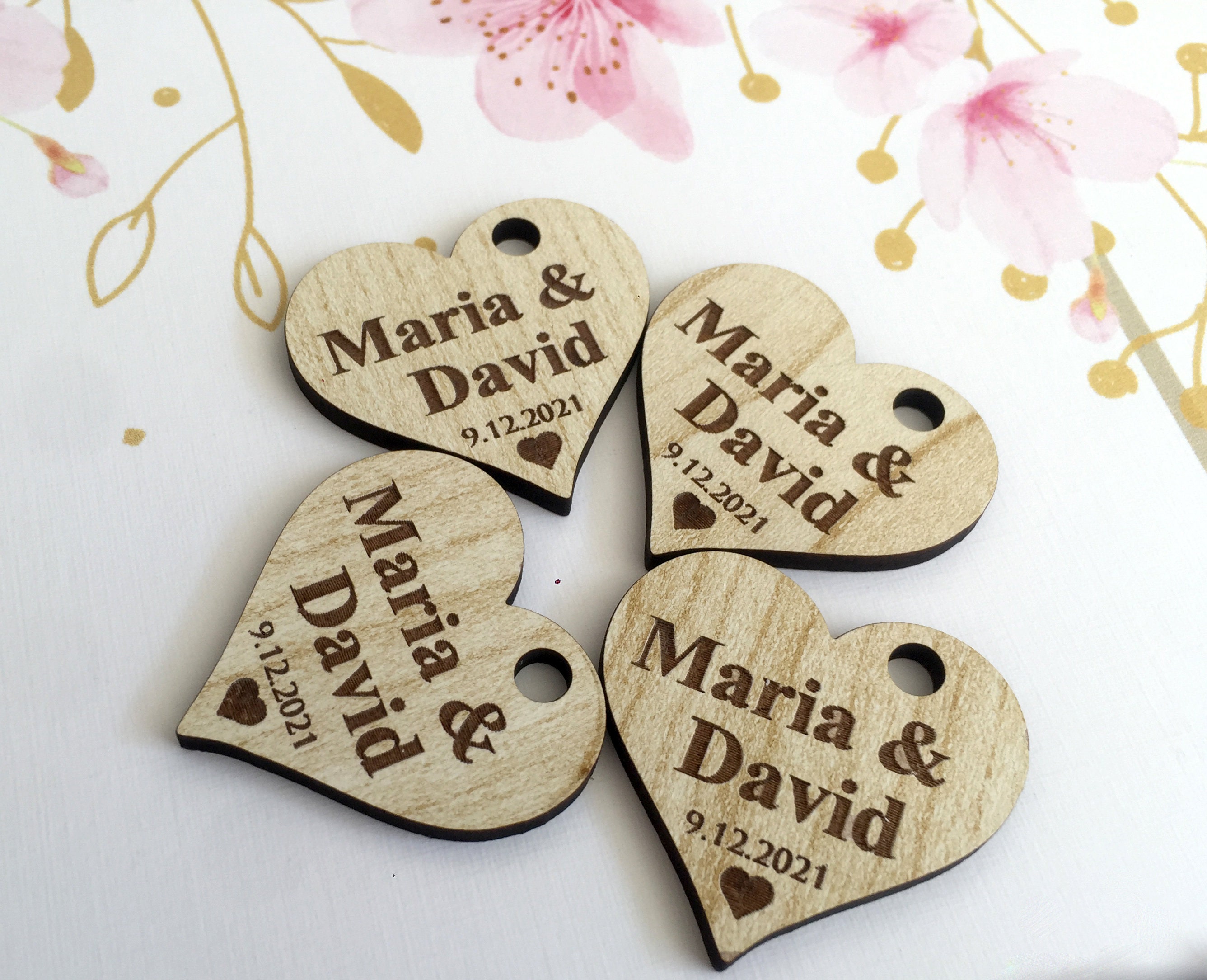 Personalised Place Names Wedding Place Setting Wooden Heart Etsy