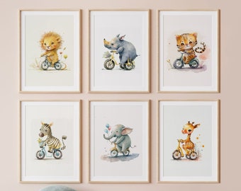 Set of 6 Baby Animals Driving Car Printable Wall Art - Animal in Car ...