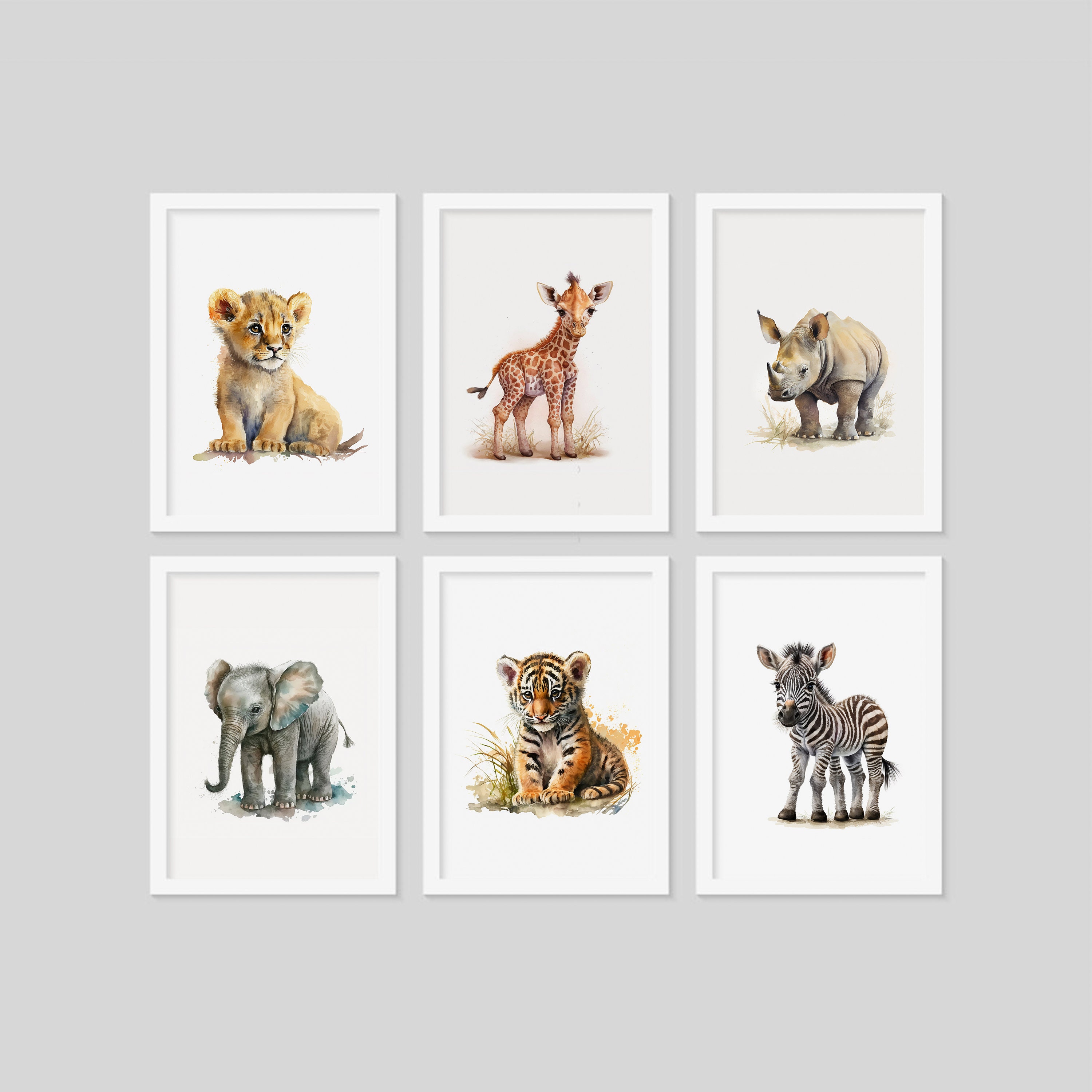 Set of 6 Regular Baby Animal Printable Wall Art - Safari Nursery Prints ...