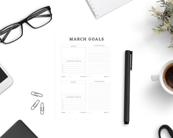 Monthly Goals Planner Printable Yearly Goals Planner Goal - Etsy