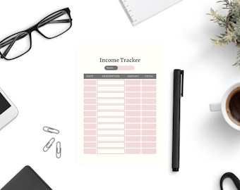 Income Tracker Digital Printable, Expense Tracker, Finance Budget Planner, Spending Tracker, Income and Expense, Revenue, Digital Tracker