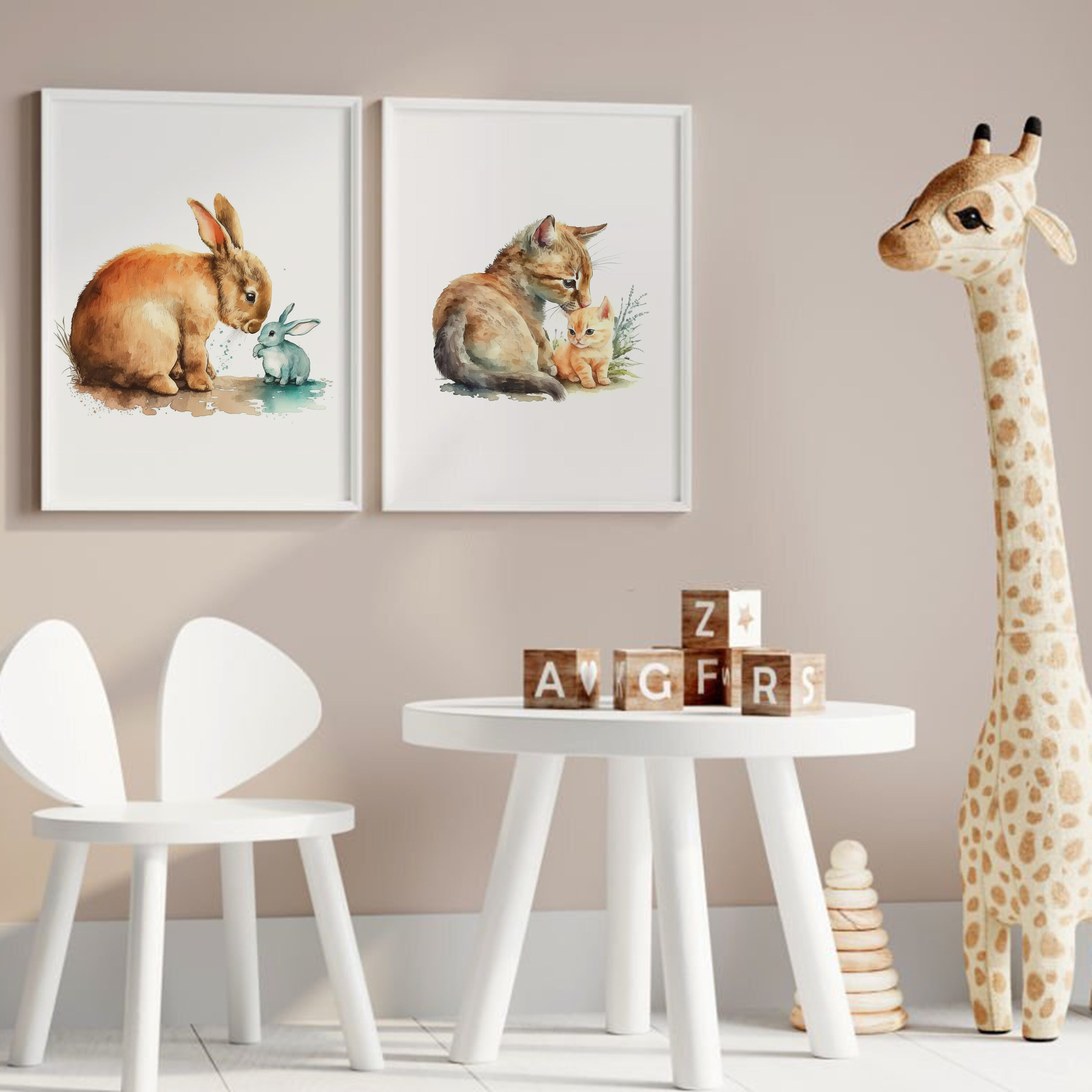 Set of 6 Mom and Baby Animal Printable Wall Art - Safari Nursery ...