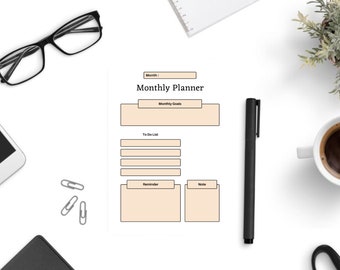 Monthly Planner Printable, Monthly Organizer, Monthly Goals, Digital to do List, Daily Weekly Planner Inserts, Work Planner, A4/A5/Letter