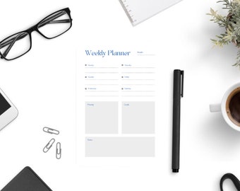 Weekly Planner Printable, Weekly Organizer, Daily Planner, to do List, Weekly Schedule, Goals Planner, Daily Notes, Priority, Digital
