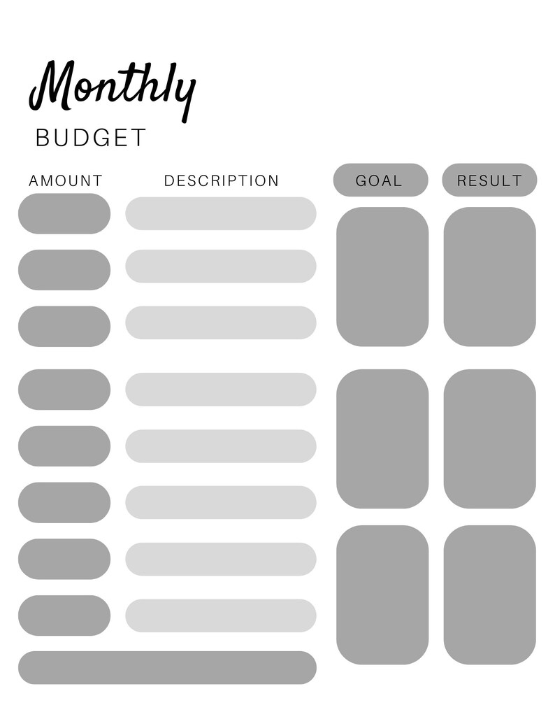 Monthly Budget Planner Printable Financial Journal Finance Etsy