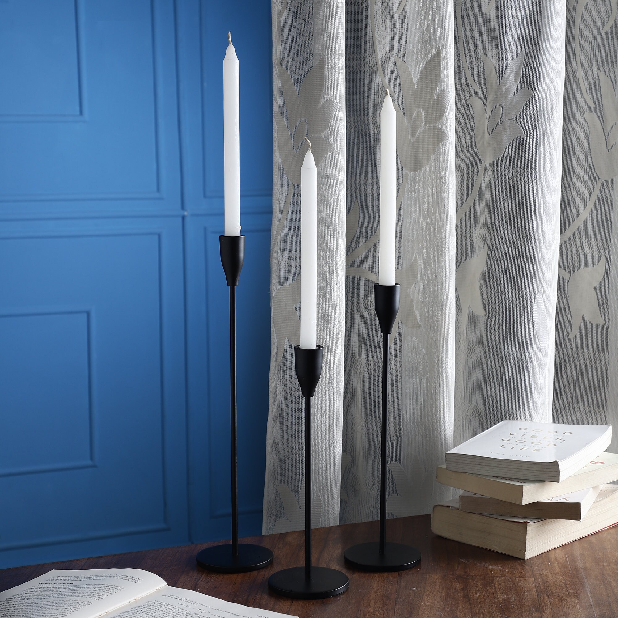 Rely Black Candlestick Holder Set of 3 Decorative Candle Etsy