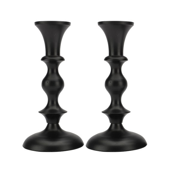Rely Set of 2 Candle Holder Black. Decorative Taper Candles Etsy
