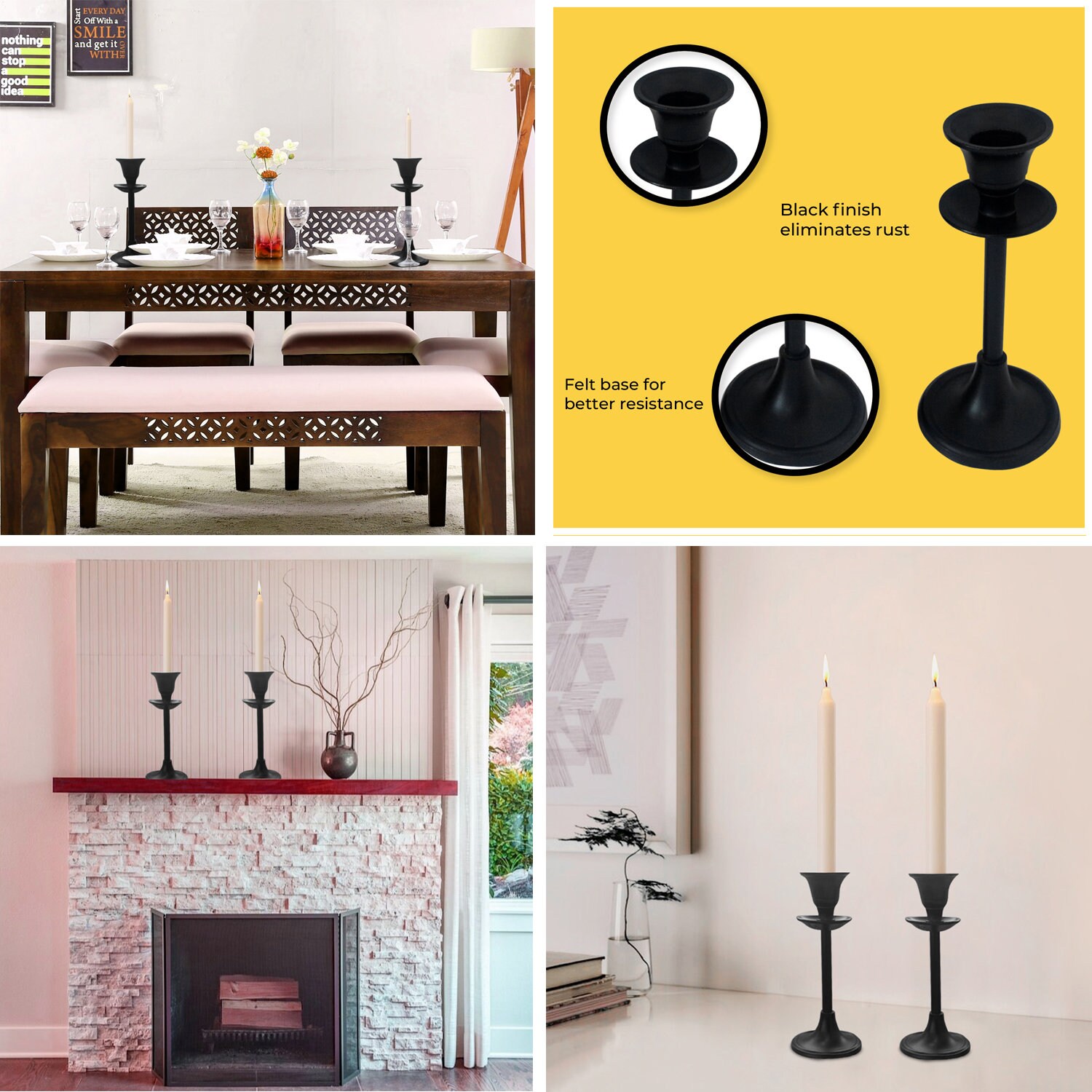 Set of 2 Metal Black Candlestick Holder Antique Candle Stick Etsy