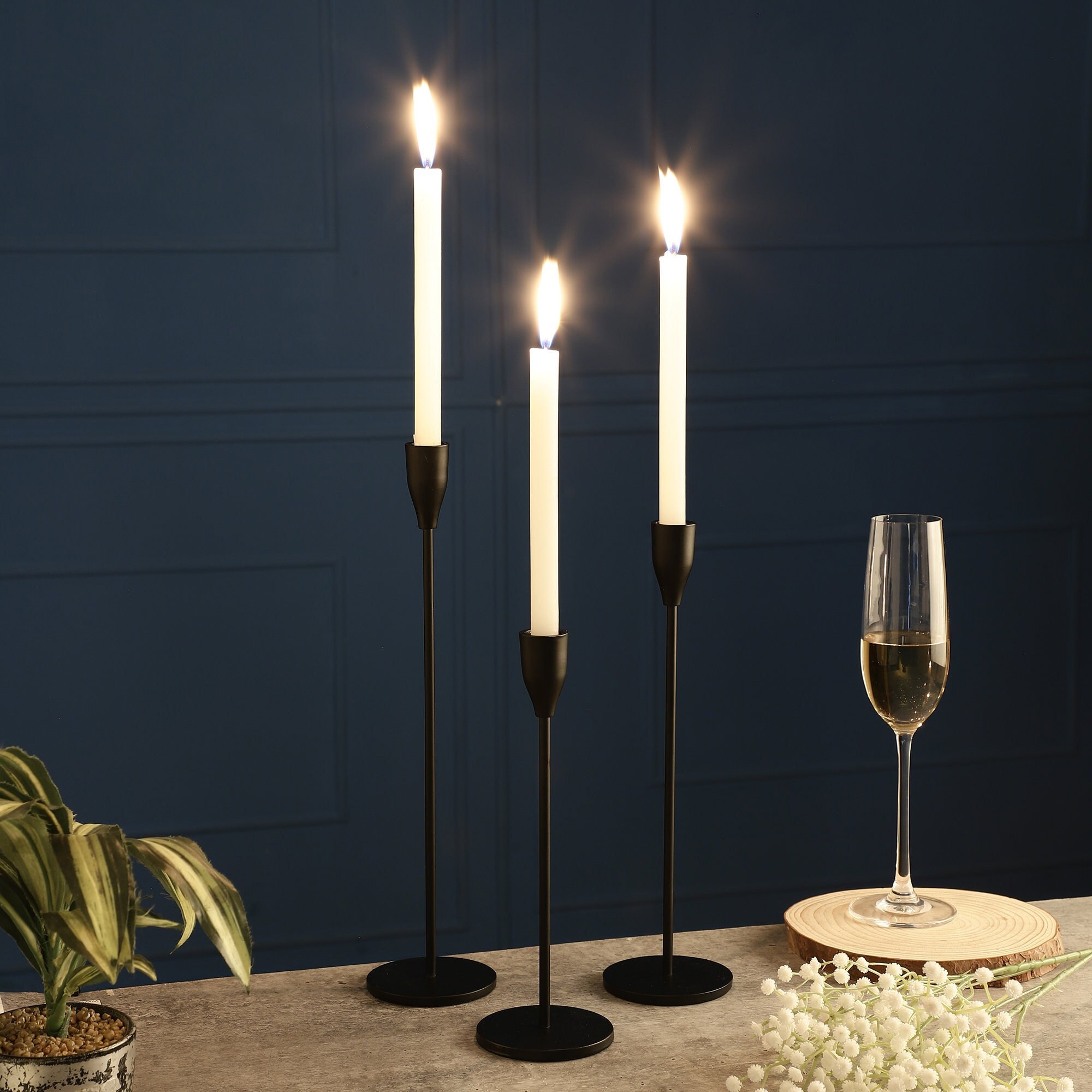 Rely Black Candlestick Holder Set of 3 Decorative Candle Etsy