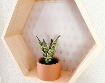 Gold Cactus Hexagon Wall Decor Shelf