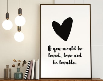 Be Lovable Heart Printable Quote Printable Wall Art Etsy