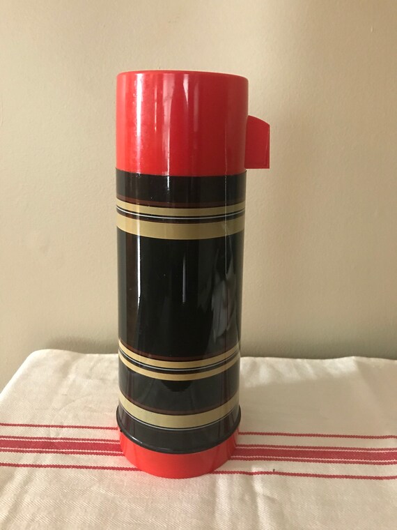 Vintage Aladdin Red and Black Thermos