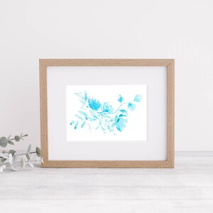 Turquoise Flowers Spring Art Print {Cute Wall Art, Home Decorating, Original Painting, Watercolor, Wall Decor, Interior Design, Girly, Gift}