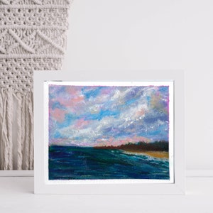 Seascape Painting Art Original Acrylic 4x6 on Watercolor Paper