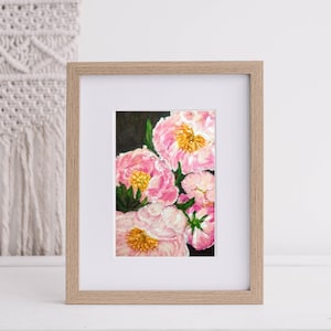 Pink Peony Painting Acrylic on Canvas {Cute Wall Art, Home Decorating, Original Painting, Watercolor, Decor, Interior Design, Girly, Gift}