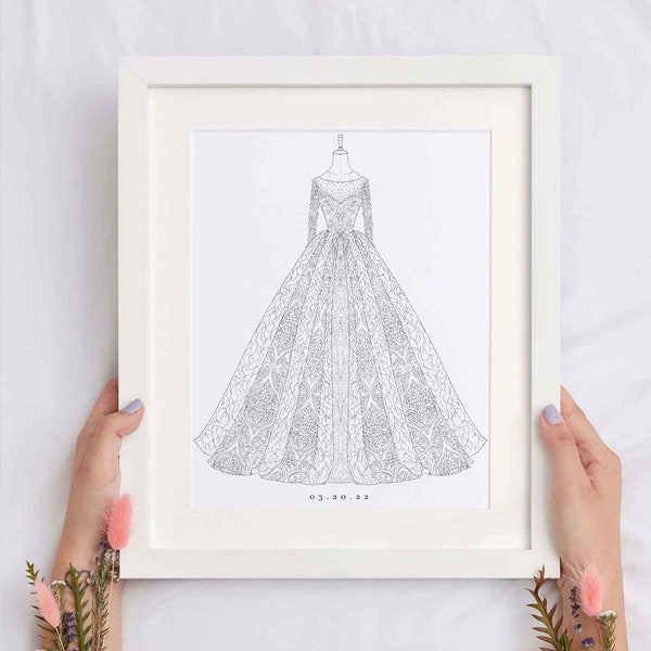 CUSTOM Bridal Fashion Illustration | Wedding Gift | Anniversary Gift | Birthday Gift | Fully Custom