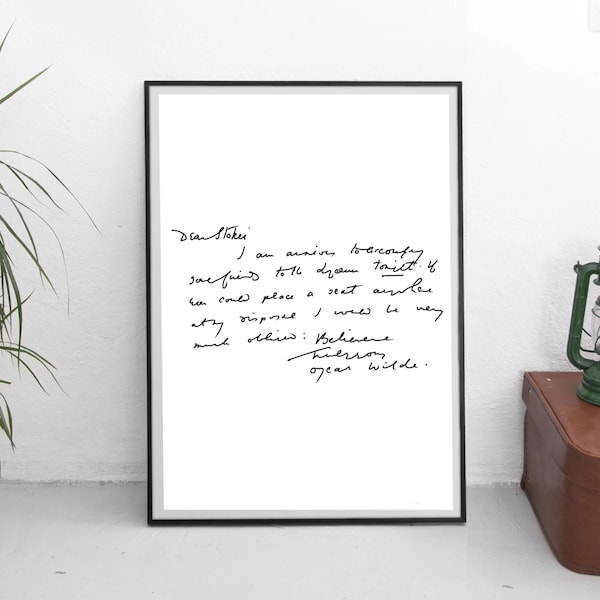 Oscar Wilde Handschrift Druck | Handgeschriebener Druck | Fächer Wandkunst | Geschenkideen | A5 | A4 | A3 | Grußkarte