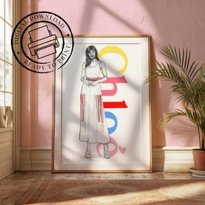 Coloured CHLOE Fashion Illustration | DIGITAL DOWNLOAD | Wall Art | A5 | A4 | A3 | Fashion Illustration | Gallery Wall | Fashion Fan