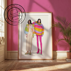 Colourful Fashion Illustration | DIGITAL DOWNLOAD | Wall Art | Gift Idea | A5 A4 A3 | Fashion Lover | Hope Macaulay Knitwear | Gallery Wall