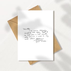Oscar Wilde handgeschreven wenskaart | A5 | A6 | Inclusief envelop | Wenskaart: