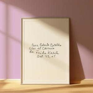 Impresión manuscrita de carta de amor de Frieda Kahlo / Impresión manuscrita / Arte de pared con abanico / Ideas para regalos / A5 / A4 / A3 / Tarjeta de felicitación