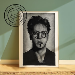 Actor Hand Drawn Pencil Portrait | DIGITAL DOWNLOAD | Gift Ideas | A5 | A4 | A3 | Print | Pencil Portrait | RDJ Fan Gift
