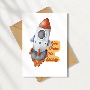 Tarjeta de felicitación "You Make Me Spacey" / A5 / A6 / Sobre incluido / Tarjeta de felicitación