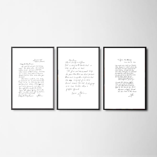 Johnny Cash Love Letter BUNDLE | Three Prints | Handwriting Print | Digital Art | Fan Wall Art | Gift Ideas | A5 | A4 | A3 |