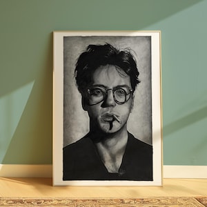 Schauspieler Hand gezeichnetes Bleistift Porträt | Wandkunst | Geschenkideen | DIN A5 | DIN A4 | DIN A3 | Drucken | Bleistift Porträt | RDJ Fan Geschenk