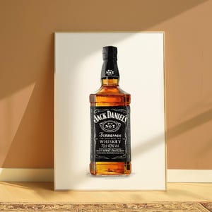 ジャックダニエルのボトルのイラスト | ファンギフト | アートプリント | A5 A4 A3 プリント | 高品質プリント | デジタルイラスト | バーカートプリント