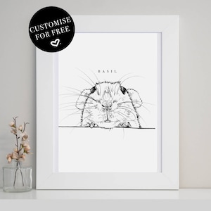 Pet Rat Customised Portrait | Wall Art | Gift Ideas | A5 | A4 | A3 |