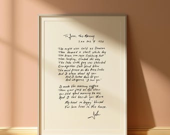 Johnny Cash Love Letter | Poem Handwriting Print | Handwritten Print | Fan Wall Art | Gift Ideas | A5 | A4 | A3 |