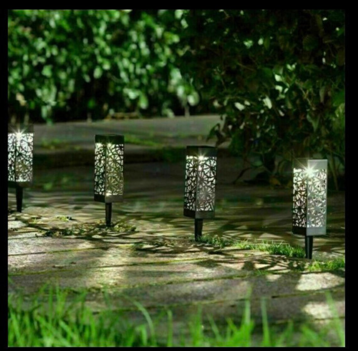 Solar Powered Garden Post Lights Waterproof LED Outdoor Patio Etsy