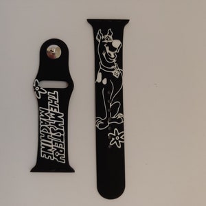 Scooby Doo Custom Art Laser Engraved Dual Color Silicone Watch Band for Apple Watches 10 Color Combinations