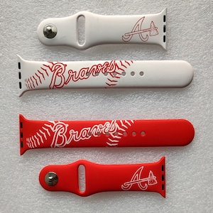 Baseball Themed Custom Art Laser Engraved Dual Color Silicone Watch Band for Apple Watches