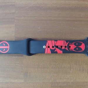 DEADPOOL Custom Art Laser Engraved Dual Color Silicone Watch Band for Apple Watches 11 Color Combinations