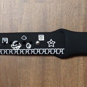 Mario Bros Custom Art Laser Engraved Dual Color Silicone Watch Band for Apple Watches 10 Color Combinations